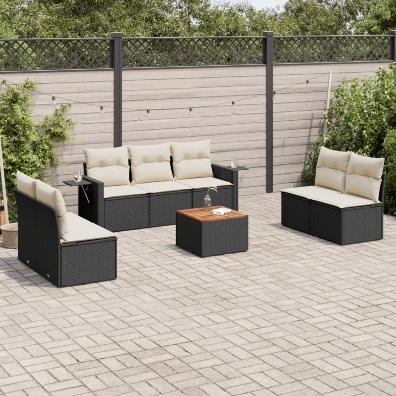 vidaXL 8-tlg. Garten-Sofagarnitur mit Kissen Schwarz Poly Rattan vidaXL 8-tlg. Garten-Sofagarnitur mit Kissen Schwarz Poly Rattan