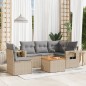 vidaXL 6-tlg. Garten-Sofagarnitur mit Kissen Beige Poly Rattan vidaXL 6-tlg. Garten-Sofagarnitur mit Kissen Beige Poly Rattan