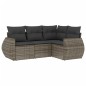 vidaXL 4-tlg. Garten-Sofagarnitur mit Kissen Grau Poly Rattan vidaXL 4-tlg. Garten-Sofagarnitur mit Kissen Grau Poly Rattan