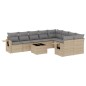 vidaXL 10-tlg. Garten-Sofagarnitur mit Kissen Beige Poly Rattan vidaXL 10-tlg. Garten-Sofagarnitur mit Kissen Beige Poly Rattan