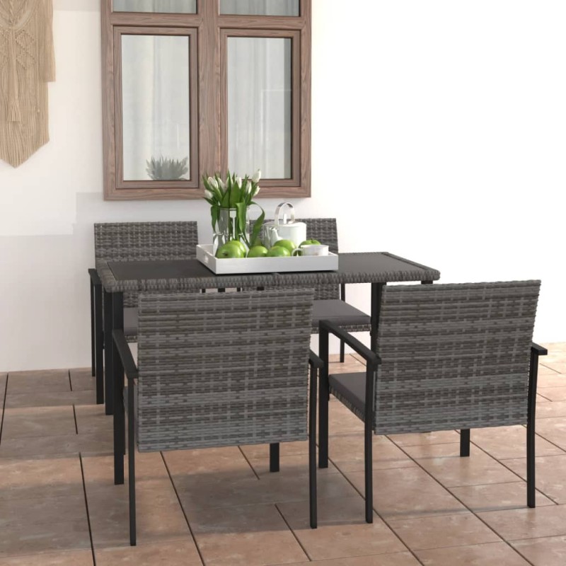 vidaXL 5-tlg. Garten-Essgruppe Poly Rattan Grau vidaXL 5-tlg. Garten-Essgruppe Poly Rattan Grau