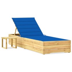 Garten-Sonnenliege mit Tisch und Auflage Kiefer Imprägniert