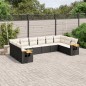 vidaXL 10-tlg. Garten-Sofagarnitur mit Kissen Schwarz Poly Rattan vidaXL 10-tlg. Garten-Sofagarnitur mit Kissen Schwarz Poly Rattan