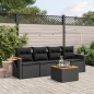 vidaXL 5-tlg. Garten-Sofagarnitur mit Kissen Schwarz Poly Rattan vidaXL 5-tlg. Garten-Sofagarnitur mit Kissen Schwarz Poly Rattan