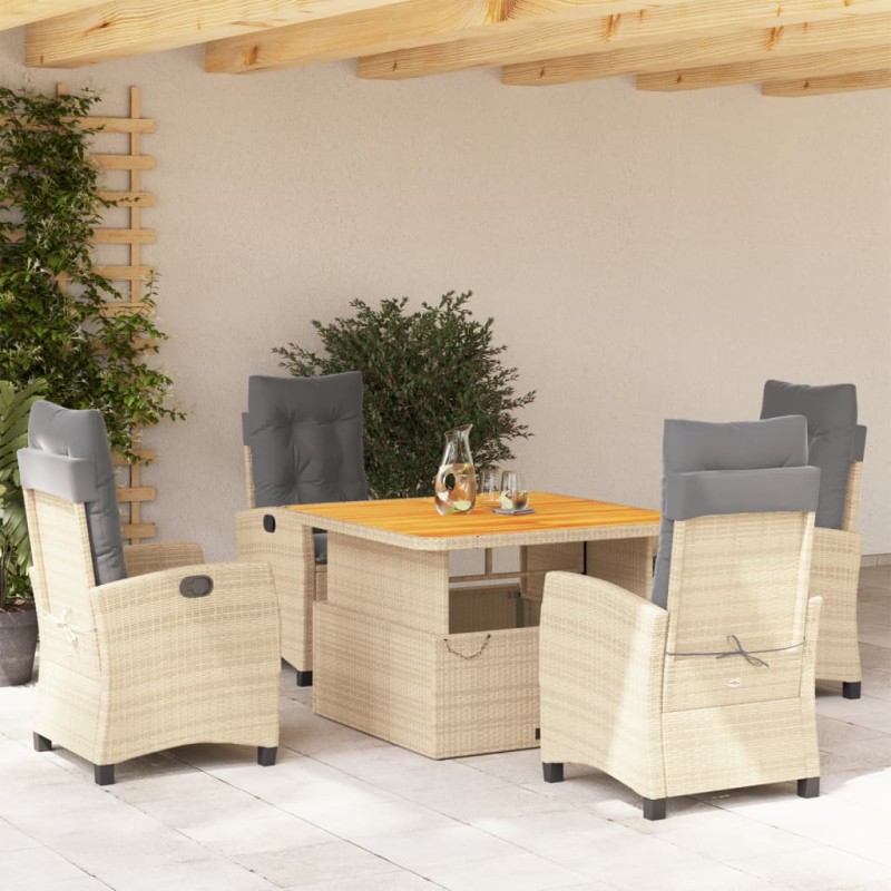 vidaXL 5-tlg. Garten-Essgruppe mit Kissen Beige Poly Rattan vidaXL 5-tlg. Garten-Essgruppe mit Kissen Beige Poly Rattan