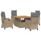 vidaXL 5-tlg. Garten-Essgruppe mit Kissen Beige Poly Rattan vidaXL 5-tlg. Garten-Essgruppe mit Kissen Beige Poly Rattan