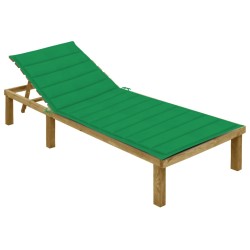vidaXL Sonnenliege mit Grüner Auflage Imprägniertes Kiefernholz