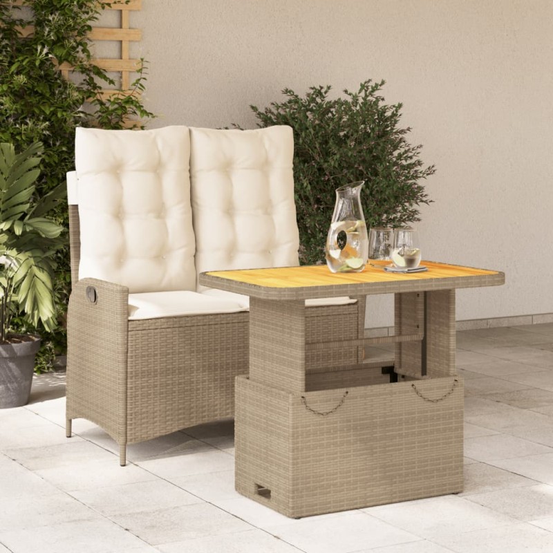 vidaXL 2-tlg. Garten-Essgruppe mit Kissen Beige Poly Rattan vidaXL 2-tlg. Garten-Essgruppe mit Kissen Beige Poly Rattan