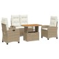 vidaXL 4-tlg. Garten-Essgruppe mit Kissen Beige Poly Rattan vidaXL 4-tlg. Garten-Essgruppe mit Kissen Beige Poly Rattan