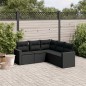 vidaXL 5-tlg. Garten-Sofagarnitur mit Kissen Schwarz Poly Rattan vidaXL 5-tlg. Garten-Sofagarnitur mit Kissen Schwarz Poly Rattan