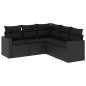 vidaXL 5-tlg. Garten-Sofagarnitur mit Kissen Schwarz Poly Rattan vidaXL 5-tlg. Garten-Sofagarnitur mit Kissen Schwarz Poly Rattan