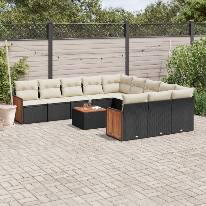 vidaXL 12-tlg. Garten-Sofagarnitur mit Kissen Schwarz Poly Rattan vidaXL 12-tlg. Garten-Sofagarnitur mit Kissen Schwarz Poly Rattan