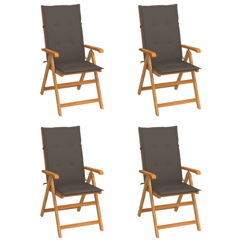 Gartenstühle 4 Stk. mit Taupe Kissen Massivholz Teak Gartenstühle 4 Stk. mit Taupe Kissen Massivholz Teak