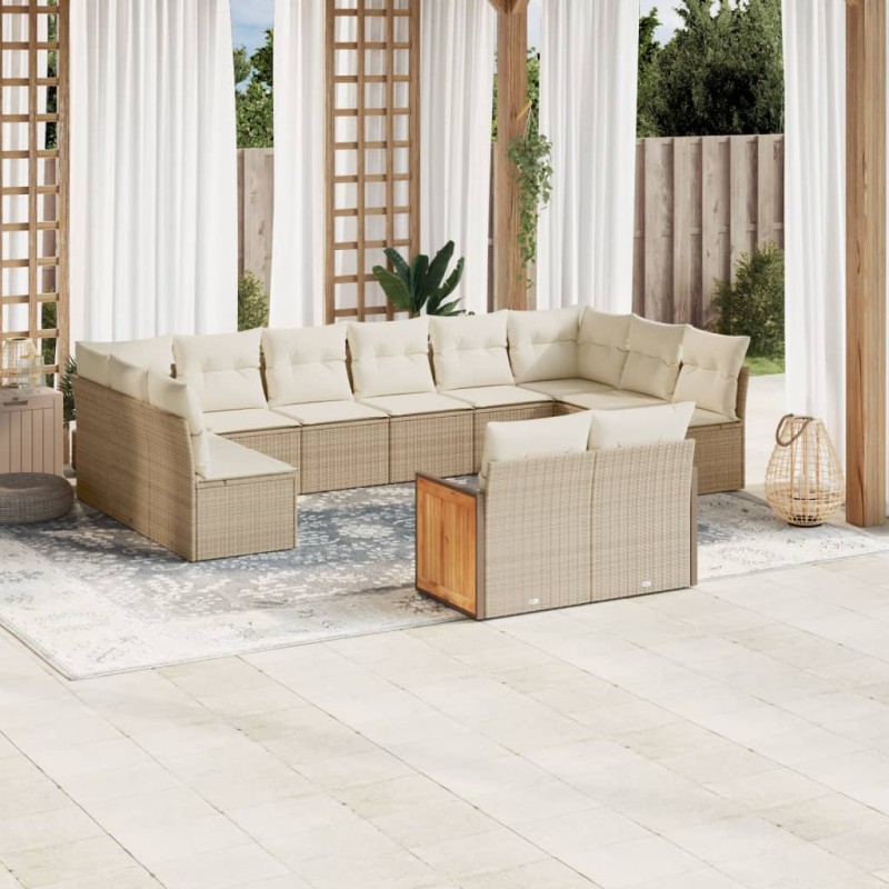 vidaXL 12-tlg. Garten-Sofagarnitur mit Kissen Beige Poly Rattan vidaXL 12-tlg. Garten-Sofagarnitur mit Kissen Beige Poly Rattan