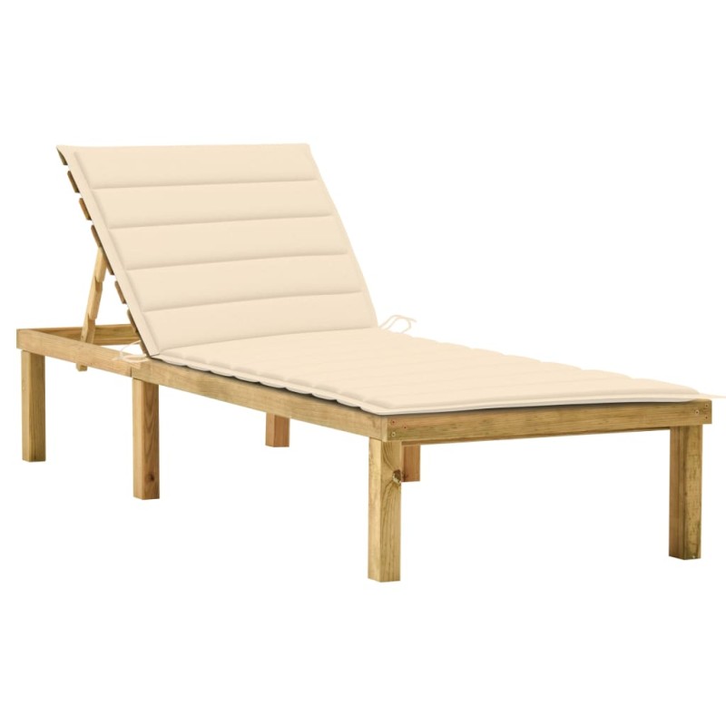 vidaXL Sonnenliege mit Creme Auflage Imprägniertes Kiefernholz vidaXL Sonnenliege mit Creme Auflage Imprägniertes Kiefernholz