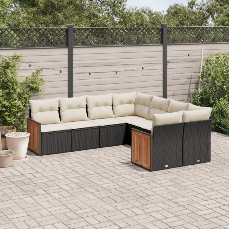 vidaXL 8-tlg. Garten-Sofagarnitur mit Kissen Schwarz Poly Rattan vidaXL 8-tlg. Garten-Sofagarnitur mit Kissen Schwarz Poly Rattan