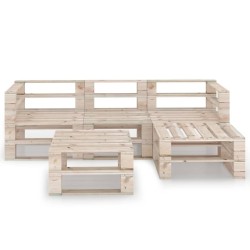 5-tlg. Garten-Lounge-Set aus Paletten Kiefernholz