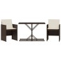 vidaXL 3-tlg. Bistro-Set mit Kissen Braun Poly Rattan vidaXL 3-tlg. Bistro-Set mit Kissen Braun Poly Rattan