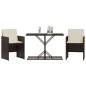 vidaXL 3-tlg. Bistro-Set mit Kissen Braun Poly Rattan vidaXL 3-tlg. Bistro-Set mit Kissen Braun Poly Rattan