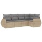 vidaXL 5-tlg. Garten-Sofagarnitur mit Kissen Beige Poly Rattan vidaXL 5-tlg. Garten-Sofagarnitur mit Kissen Beige Poly Rattan