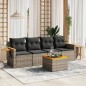 vidaXL 5-tlg. Garten-Sofagarnitur mit Kissen Grau Poly Rattan vidaXL 5-tlg. Garten-Sofagarnitur mit Kissen Grau Poly Rattan
