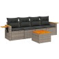 vidaXL 5-tlg. Garten-Sofagarnitur mit Kissen Grau Poly Rattan vidaXL 5-tlg. Garten-Sofagarnitur mit Kissen Grau Poly Rattan