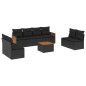 vidaXL 9-tlg. Garten-Sofagarnitur mit Kissen Schwarz Poly Rattan vidaXL 9-tlg. Garten-Sofagarnitur mit Kissen Schwarz Poly Rattan