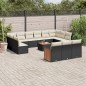 vidaXL 14-tlg. Garten-Sofagarnitur mit Kissen Schwarz Poly Rattan vidaXL 14-tlg. Garten-Sofagarnitur mit Kissen Schwarz Poly Rattan