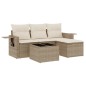 vidaXL 4-tlg. Garten-Sofagarnitur mit Kissen Beige Poly Rattan vidaXL 4-tlg. Garten-Sofagarnitur mit Kissen Beige Poly Rattan