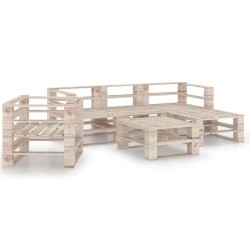 6-tlg. Garten-Lounge-Set aus Paletten Kiefernholz