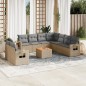 vidaXL 10-tlg. Garten-Sofagarnitur mit Kissen Beige Poly Rattan vidaXL 10-tlg. Garten-Sofagarnitur mit Kissen Beige Poly Rattan