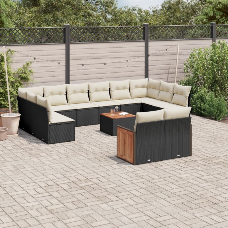 vidaXL 13-tlg. Garten-Sofagarnitur mit Kissen Schwarz Poly Rattan vidaXL 13-tlg. Garten-Sofagarnitur mit Kissen Schwarz Poly Rattan