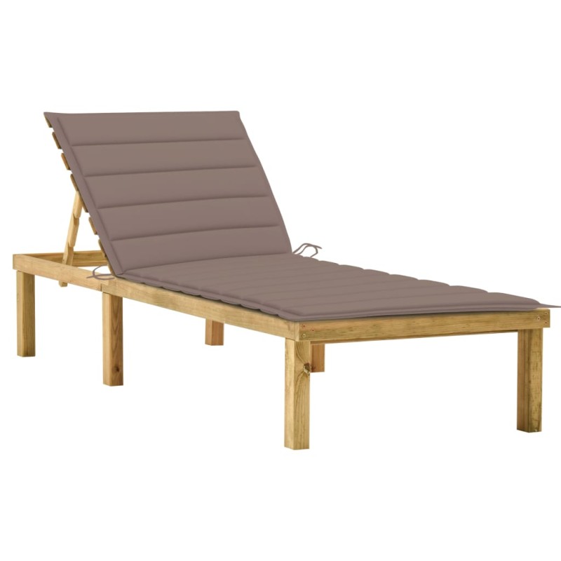 Sonnenliege mit Taupe Auflage Imprägniertes Kiefernholz Sonnenliege mit Taupe Auflage Imprägniertes Kiefernholz