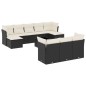 vidaXL 11-tlg. Garten-Sofagarnitur mit Kissen Schwarz Poly Rattan vidaXL 11-tlg. Garten-Sofagarnitur mit Kissen Schwarz Poly Rattan