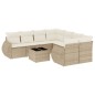 vidaXL 9-tlg. Garten-Sofagarnitur mit Kissen Beige Poly Rattan vidaXL 9-tlg. Garten-Sofagarnitur mit Kissen Beige Poly Rattan
