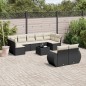vidaXL 10-tlg. Garten-Sofagarnitur mit Kissen Schwarz Poly Rattan vidaXL 10-tlg. Garten-Sofagarnitur mit Kissen Schwarz Poly Rattan