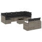 vidaXL 10-tlg. Garten-Sofagarnitur mit Kissen Grau Poly Rattan vidaXL 10-tlg. Garten-Sofagarnitur mit Kissen Grau Poly Rattan