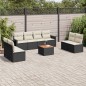 vidaXL 9-tlg. Garten-Sofagarnitur mit Kissen Schwarz Poly Rattan vidaXL 9-tlg. Garten-Sofagarnitur mit Kissen Schwarz Poly Rattan