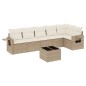 vidaXL 7-tlg. Garten-Sofagarnitur mit Kissen Beige Poly Rattan vidaXL 7-tlg. Garten-Sofagarnitur mit Kissen Beige Poly Rattan