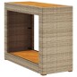 vidaXL Garten-Beistelltisch mit Holzplatte Beige Poly Rattan vidaXL Garten-Beistelltisch mit Holzplatte Beige Poly Rattan