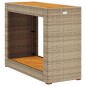 vidaXL Garten-Beistelltisch mit Holzplatte Beige Poly Rattan vidaXL Garten-Beistelltisch mit Holzplatte Beige Poly Rattan