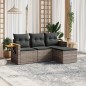 vidaXL 4-tlg. Garten-Sofagarnitur mit Kissen Grau Poly Rattan vidaXL 4-tlg. Garten-Sofagarnitur mit Kissen Grau Poly Rattan