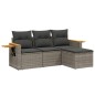 vidaXL 4-tlg. Garten-Sofagarnitur mit Kissen Grau Poly Rattan vidaXL 4-tlg. Garten-Sofagarnitur mit Kissen Grau Poly Rattan