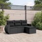 vidaXL 4-tlg. Garten-Sofagarnitur mit Kissen Schwarz Poly Rattan vidaXL 4-tlg. Garten-Sofagarnitur mit Kissen Schwarz Poly Rattan