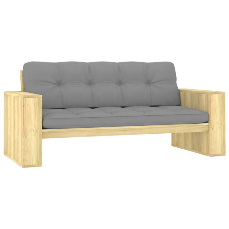 vidaXL Gartenbank mit Grauen Kissen 179 cm Kiefernholz Imprägniert vidaXL Gartenbank mit Grauen Kissen 179 cm Kiefernholz Imprägniert