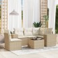 vidaXL 6-tlg. Garten-Sofagarnitur mit Kissen Beige Poly Rattan vidaXL 6-tlg. Garten-Sofagarnitur mit Kissen Beige Poly Rattan