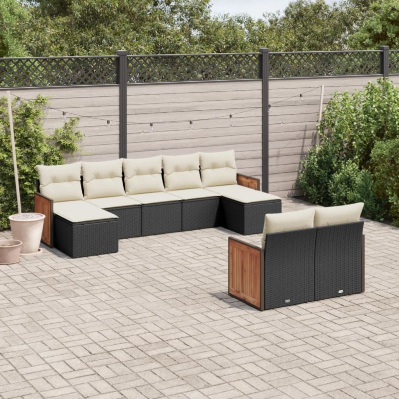 vidaXL 9-tlg. Garten-Sofagarnitur mit Kissen Schwarz Poly Rattan vidaXL 9-tlg. Garten-Sofagarnitur mit Kissen Schwarz Poly Rattan