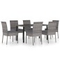 7-tlg. Garten-Essgruppe Poly Rattan Grau 7-tlg. Garten-Essgruppe Poly Rattan Grau