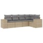 vidaXL 5-tlg. Garten-Sofagarnitur mit Kissen Beige Poly Rattan vidaXL 5-tlg. Garten-Sofagarnitur mit Kissen Beige Poly Rattan