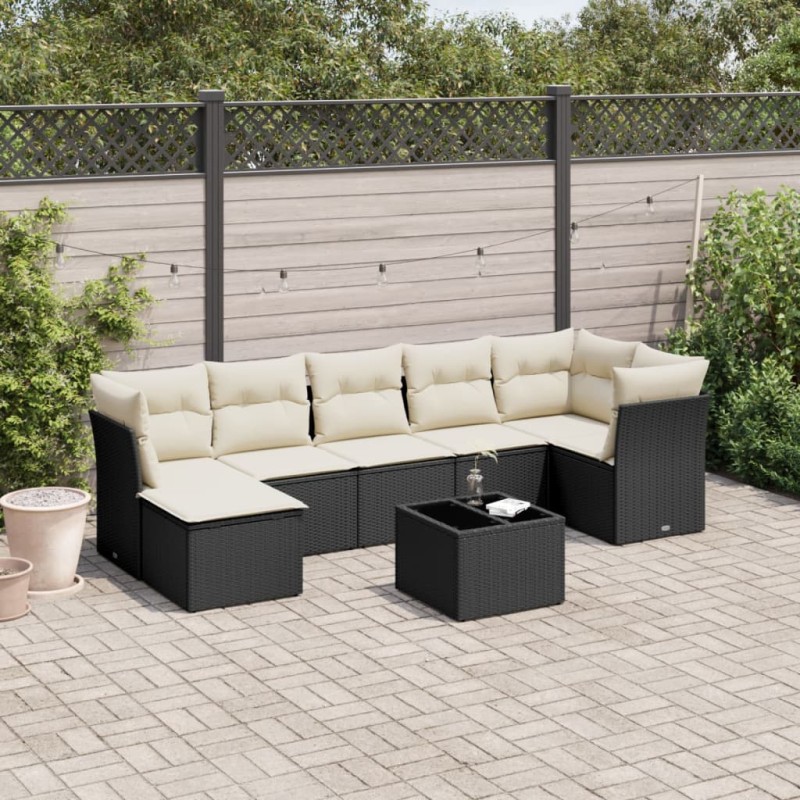 vidaXL 8-tlg. Garten-Sofagarnitur mit Kissen Schwarz Poly Rattan vidaXL 8-tlg. Garten-Sofagarnitur mit Kissen Schwarz Poly Rattan